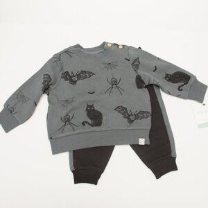 Little Planet by Carter's Spooky Night Print Fleece Set in Gray and Black